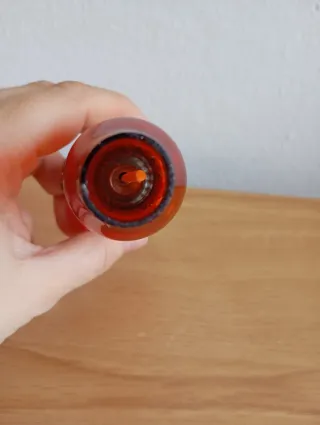 Quinqué de cristal rojo vintage