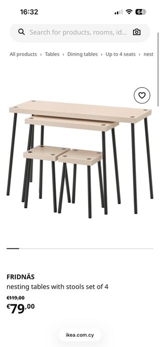 Mesa nido IKEA FRIDNÄS con 2 taburetes