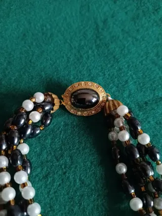 Collar vintage perlas y ônix sin usar