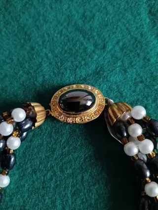 Collar vintage perlas y ônix sin usar