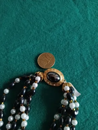 Collar vintage perlas y ônix sin usar