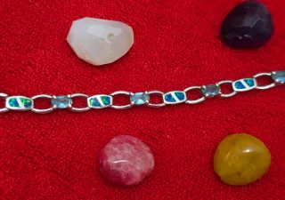 Pulsera de plata 9,25ley y Ópalo de fuego.