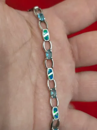 Pulsera de plata 9,25ley y Ópalo de fuego.