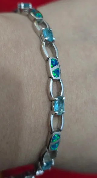 Pulsera de plata 9,25ley y Ópalo de fuego.