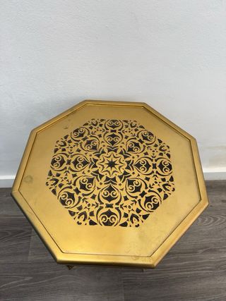 Mesa auxiliar estilo árabe dorada hecha a mano