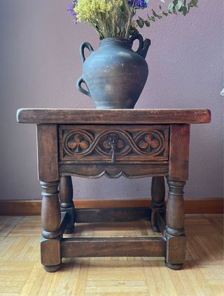 Mesa auxiliar rústica madera maciza