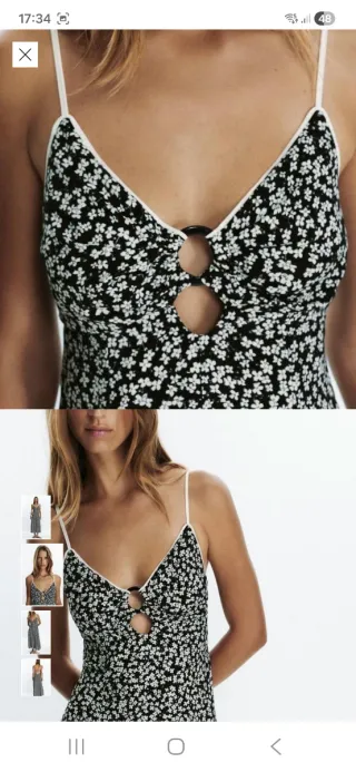 Vestido Zara floral negro y blanco