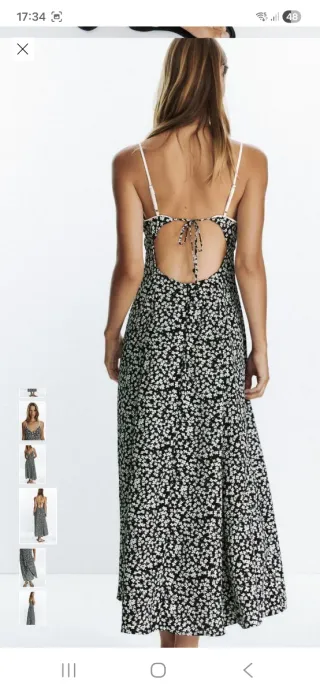 Vestido Zara floral negro y blanco