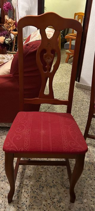 Cojunto de sillas madera con tapizado vintage x6