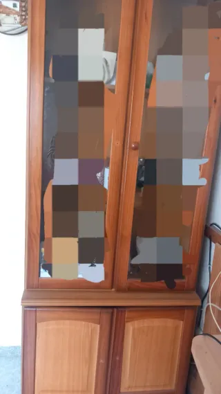 Vitrina de madera con puertas de cristal