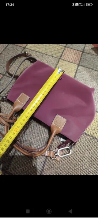 Bolso tote granate con asas marrones