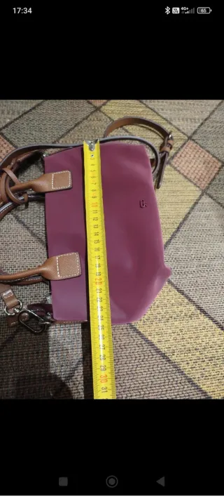 Bolso tote granate con asas marrones