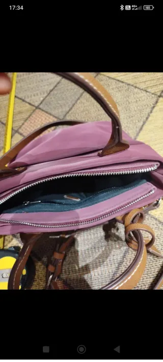 Bolso tote granate con asas marrones