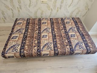 Sofá Cama Tela Beige y Marrón