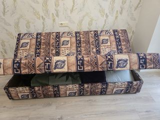 Sofá Cama Tela Beige y Marrón