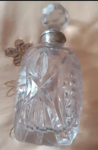 Juego tocador cristal y plata años 60