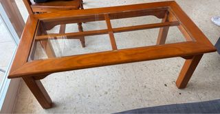 Mesa de salón madera y cristal