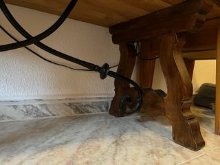 Mesa madera maciza con forja