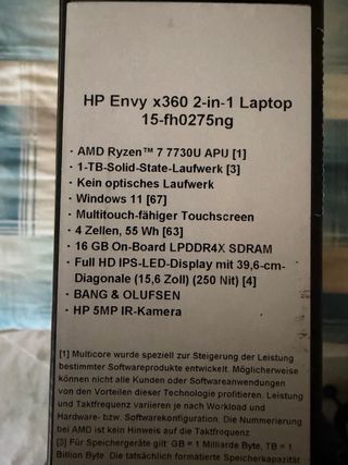HP Envy x360 2-in-1 Ryzen 7 16GB RAM 1TB SSD