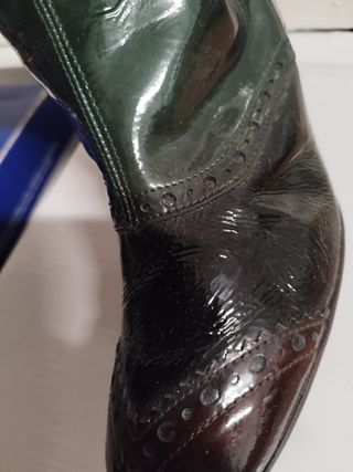 Botines Hispanitas charol verde y marrón T.39