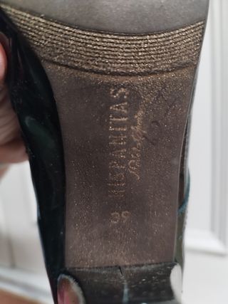 Botines Hispanitas charol verde y marrón T.39