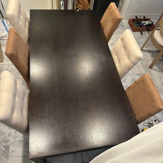 6 Sillas Comedor Marrón Tela y Madera