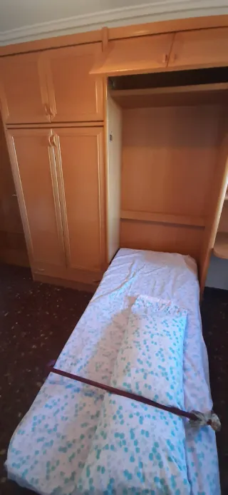 Armario grande de madera con cama
