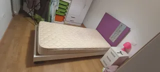 Cama 90x190 Madera Completa + Colchón