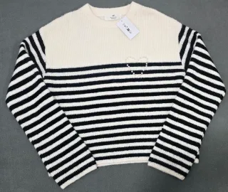 Camisola H&M Riscas Preto e Branco com Strass