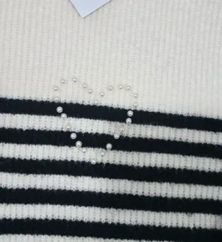 Camisola H&M Riscas Preto e Branco com Strass