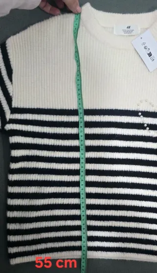 Camisola H&M Riscas Preto e Branco com Strass