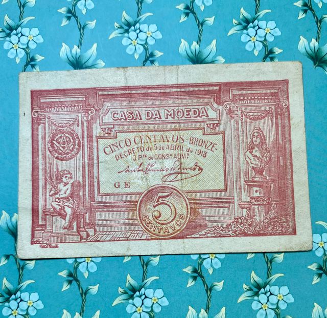 Billete 5 Centavos Portugal año 1918