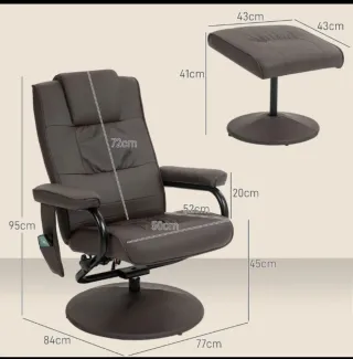 Sillón masaje con reposapiés marrón