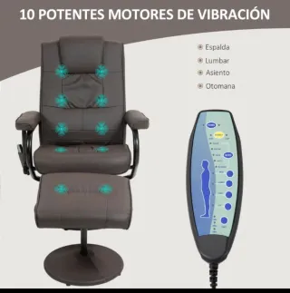 Sillón masaje con reposapiés marrón