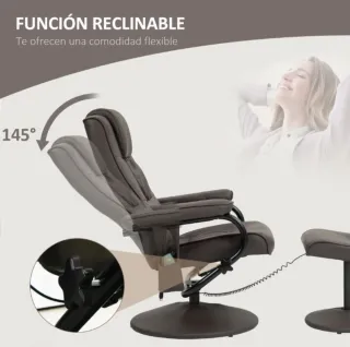 Sillón masaje con reposapiés marrón