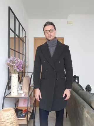 Abrigo cruzado premiun verde talla 46 lana