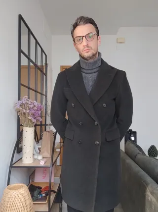 Abrigo cruzado premiun verde talla 46 lana