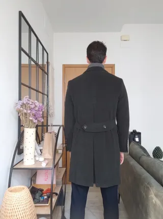 Abrigo cruzado premiun verde talla 46 lana