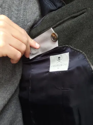 Abrigo cruzado premiun verde talla 46 lana