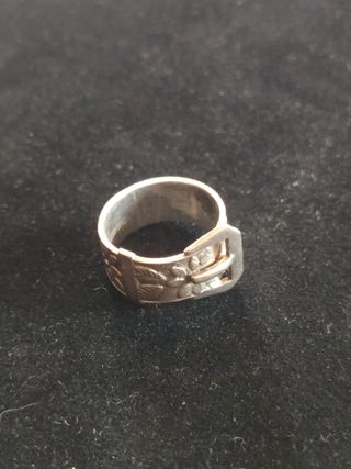 Anillo Plata Años 70 Diseño Hebilla