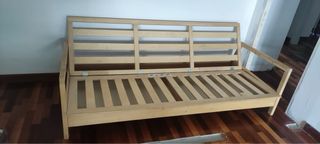 Sofá cama madera y tela
