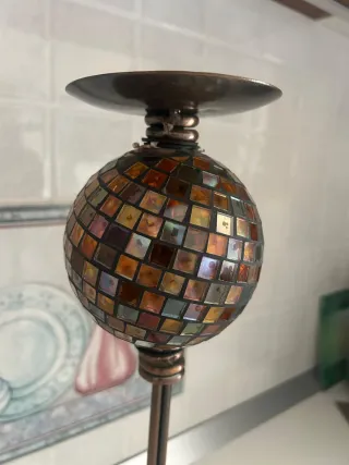 Portacandele in ferro con sfera mosaico
