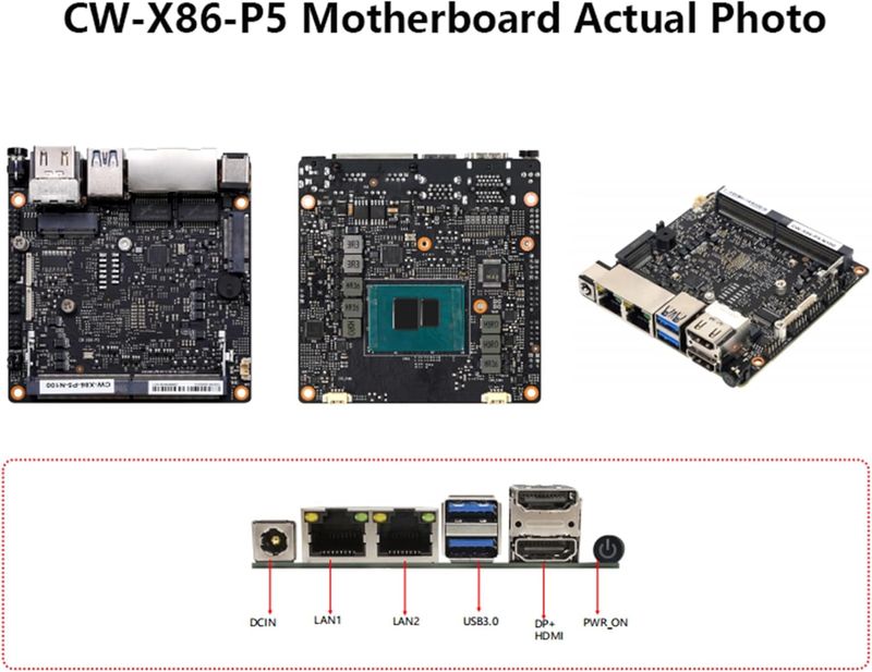 CWWK X86-P5-N100, FANLESS, DDR5, M.2 NVMe, 2x2.5G afbeelding 3