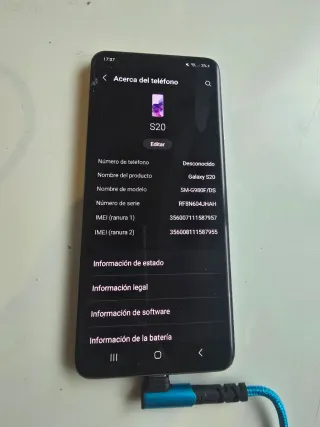 Samsung Galaxy S20 SM-G980F/DS Negro