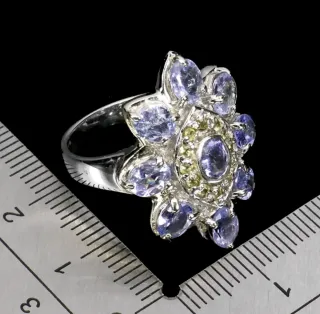 Anello Argento 925, Tanzaniti e Zaffiri Naturali