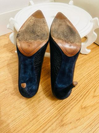 Zapatos Uterqüe azul marino piel