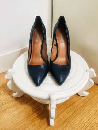 Zapatos Uterqüe azul marino piel