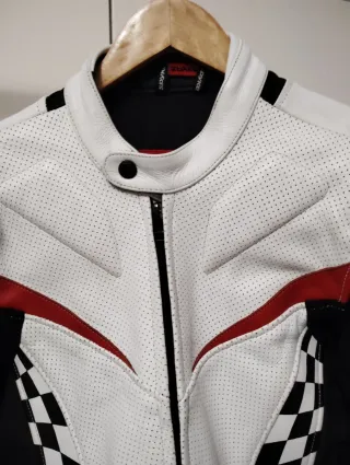 Chaqueta SPYKE Cuero Blanca Negra Roja