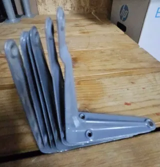 6 Escuadras Metálicas Grises 12x10cm