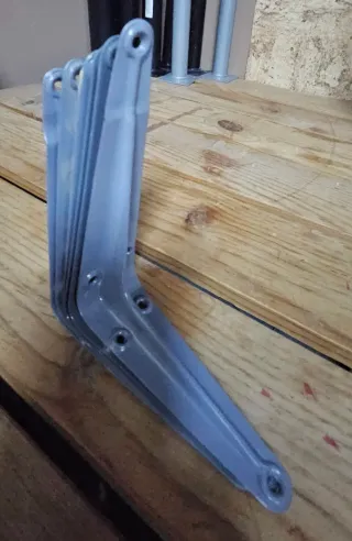 6 Escuadras Metálicas Grises 12x10cm